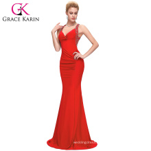 6 colors Grace Karin Ladies Backless Long Sexy Red Evening Dress with Stretch CL6080-2